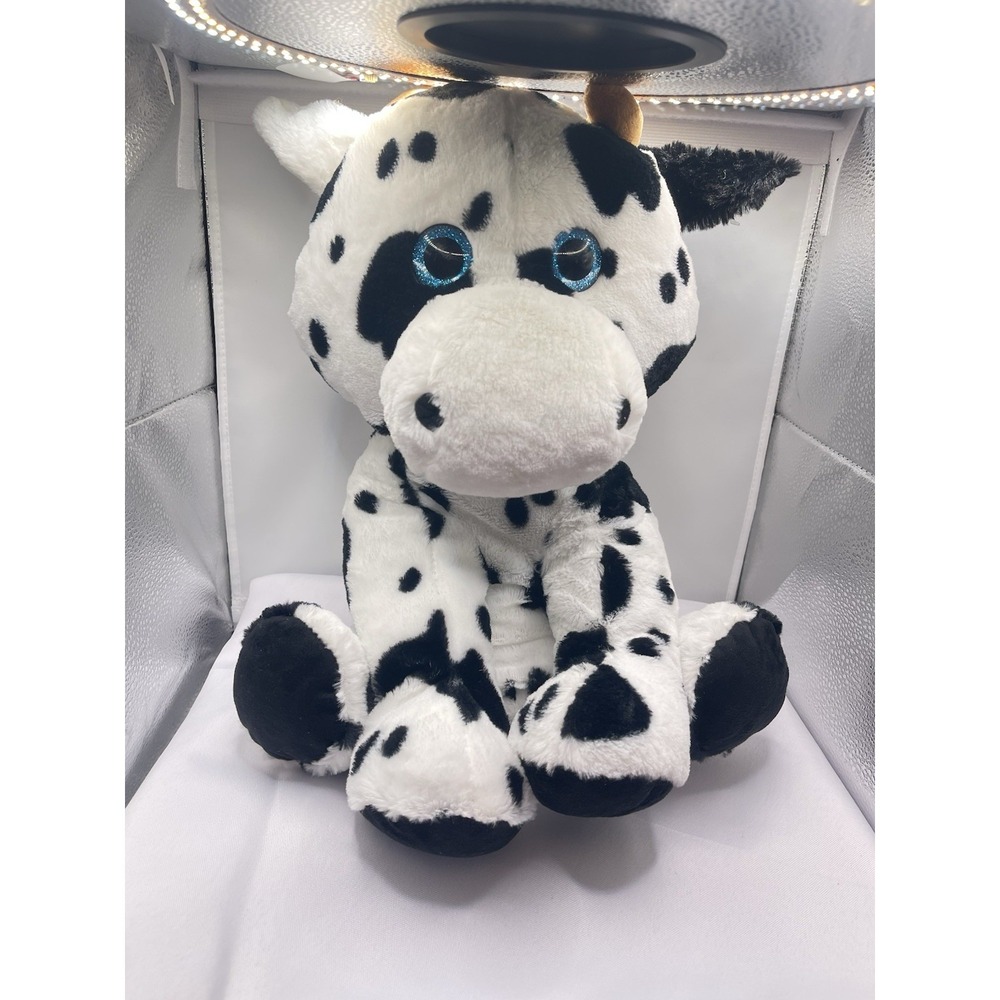 BJ USA Floppy‎ Black White Cow Bull 18"Plush Stuffed Animal Toy Bag1